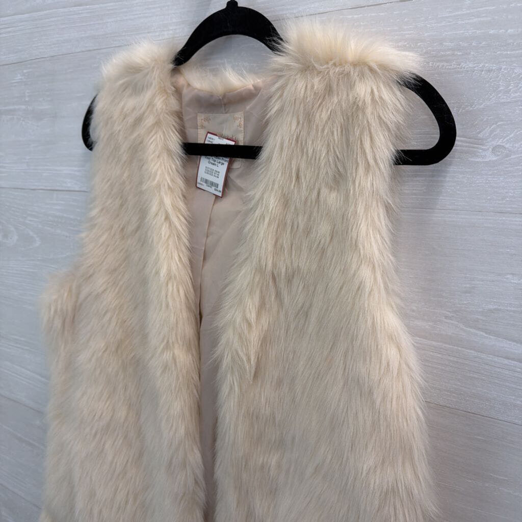 Altar'd State Cream Faux Fur Open Front Vest Top Large