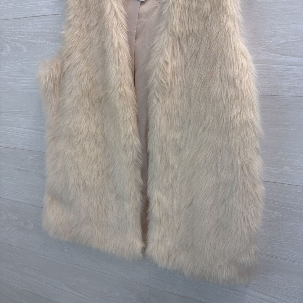 Altar'd State Cream Faux Fur Open Front Vest Top Large