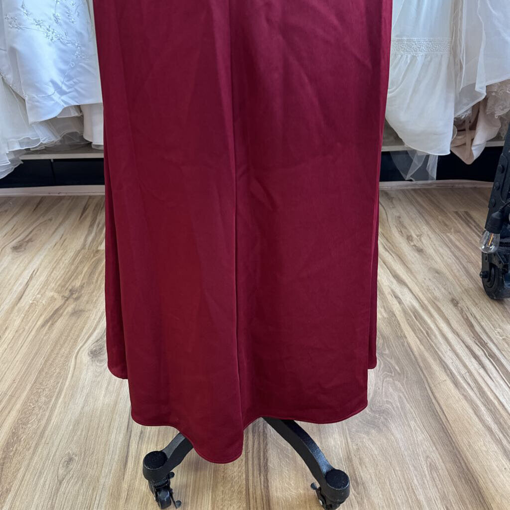 Alyce Burgundy Beaded Detail High Neck Long Formal Dress 10