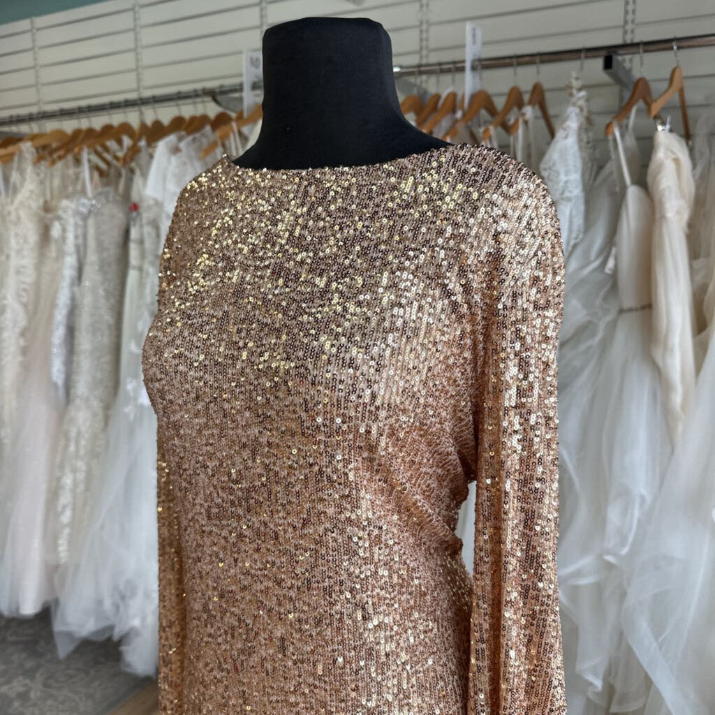 Preston and York Gold Sequin Long Sleeve Dress 18