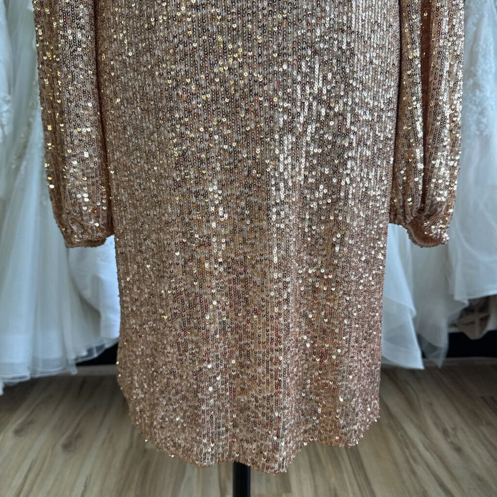 Preston and York Gold Sequin Long Sleeve Dress 18