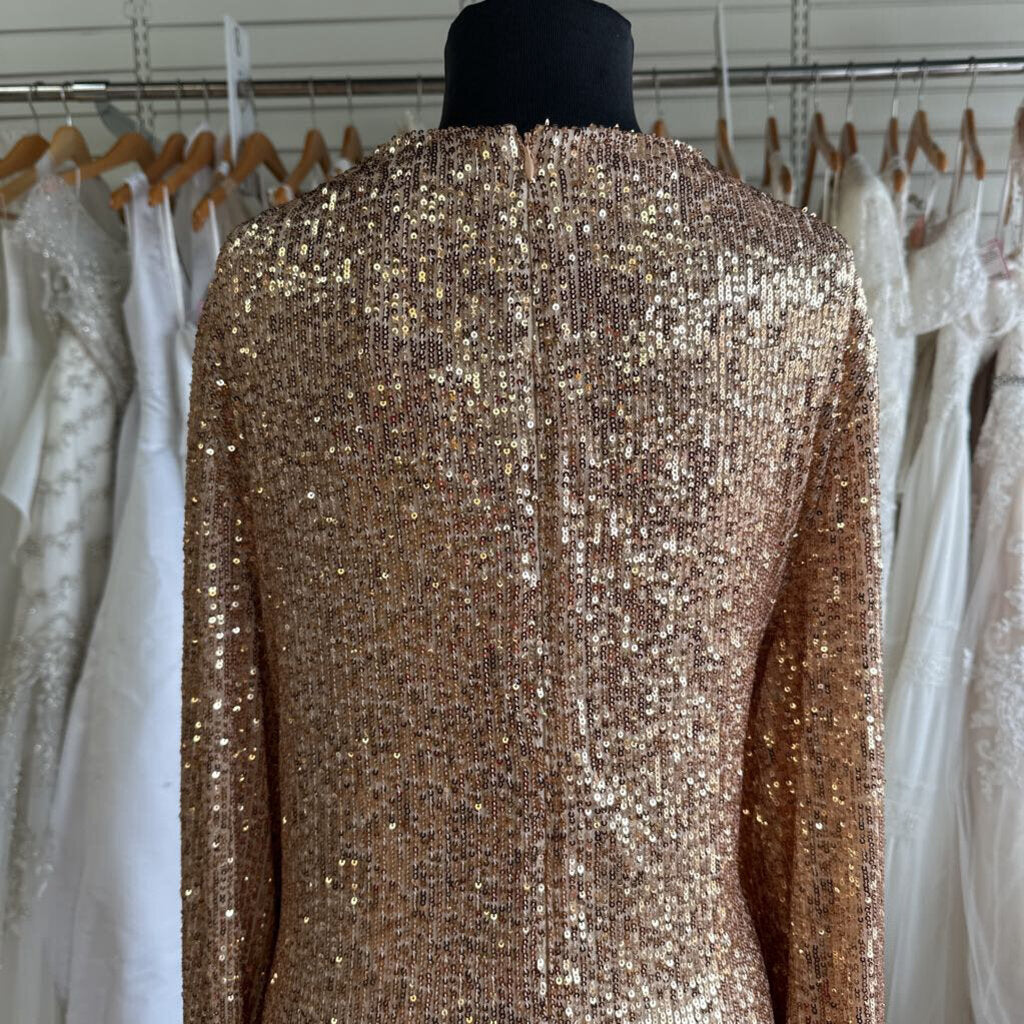 Preston and York Gold Sequin Long Sleeve Dress 18