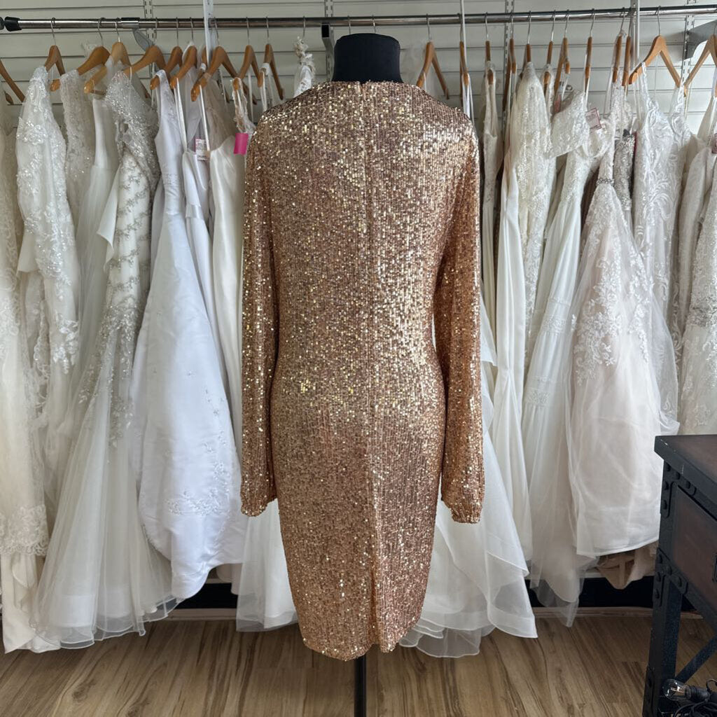 Preston and York Gold Sequin Long Sleeve Dress 18