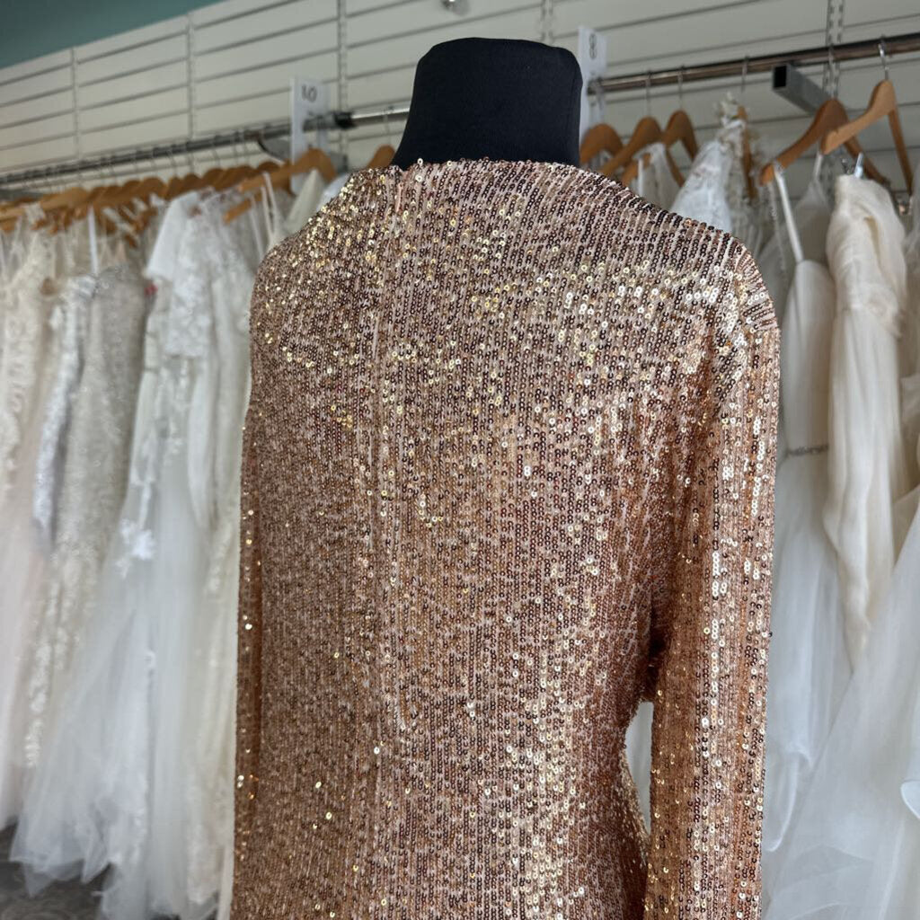 Preston and York Gold Sequin Long Sleeve Dress 18