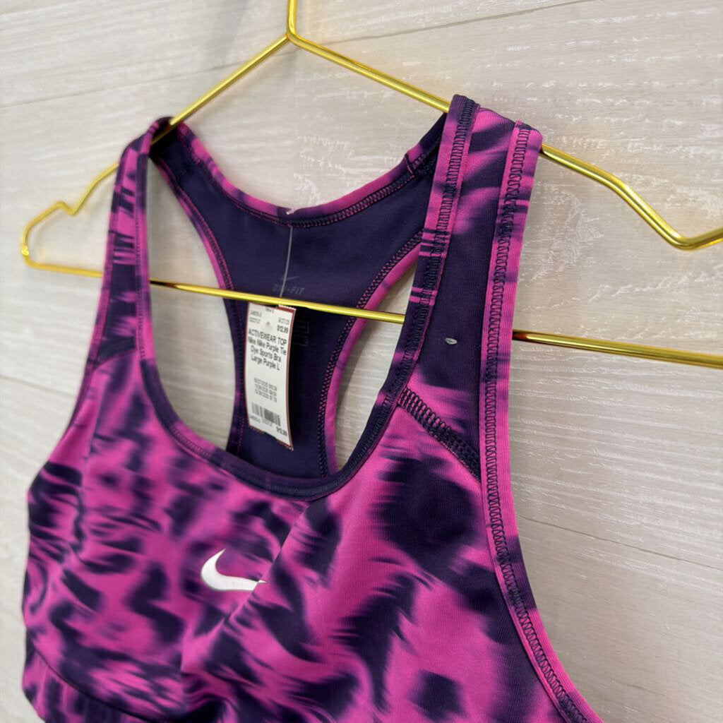 Nike Purple Tie Dye Sports Bra Large