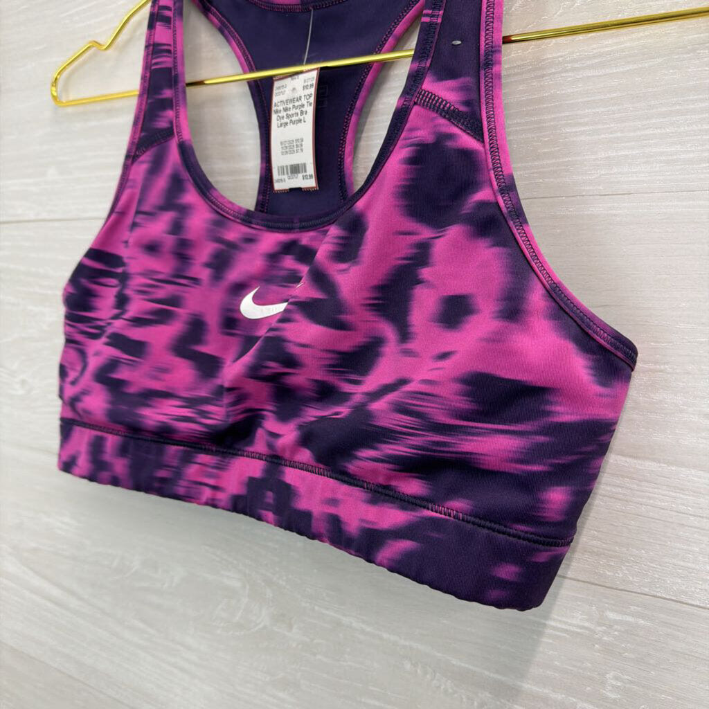 Nike Purple Tie Dye Sports Bra Large