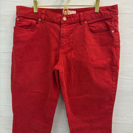 Tory Burch Red Cropped Skinny Jeans 32