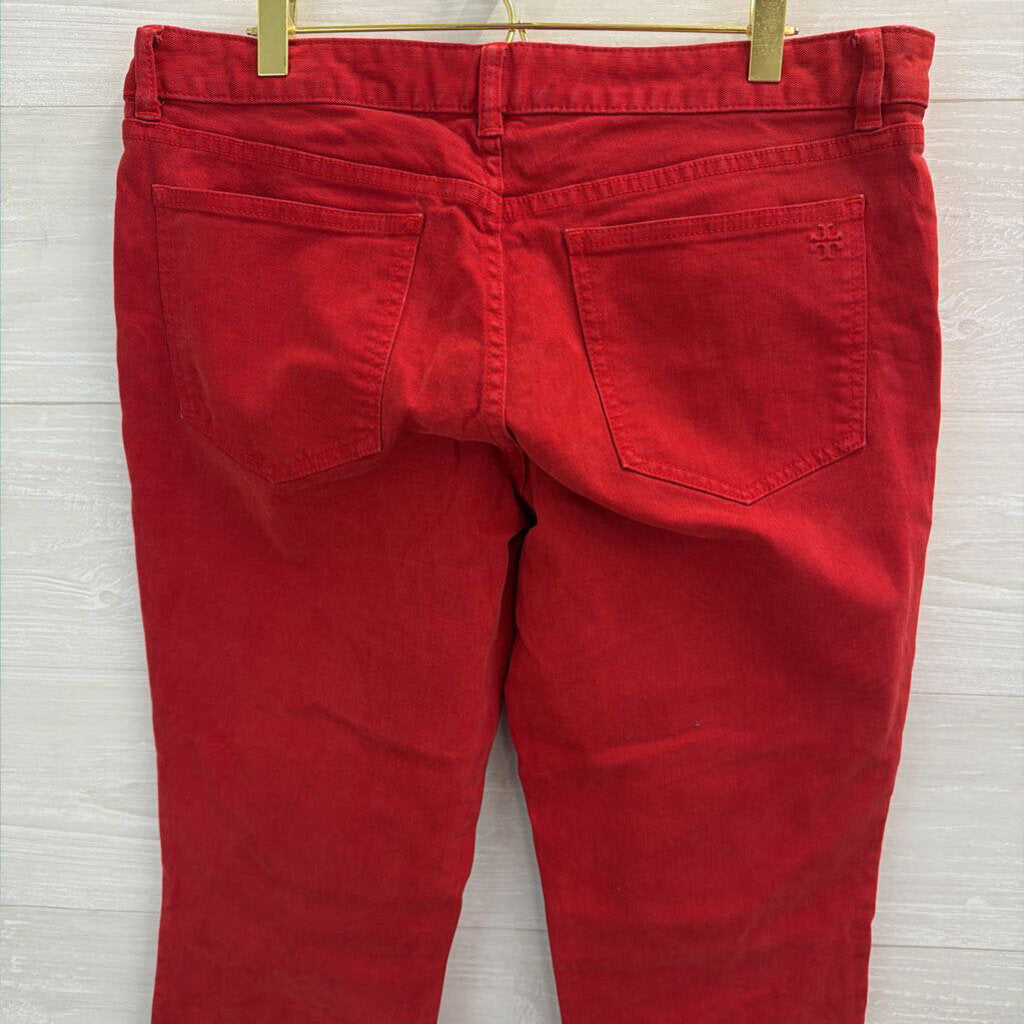 Tory Burch Red Cropped Skinny Jeans 32