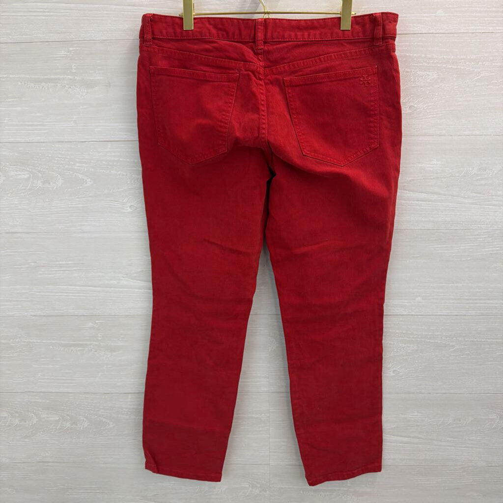Tory Burch Red Cropped Skinny Jeans 32