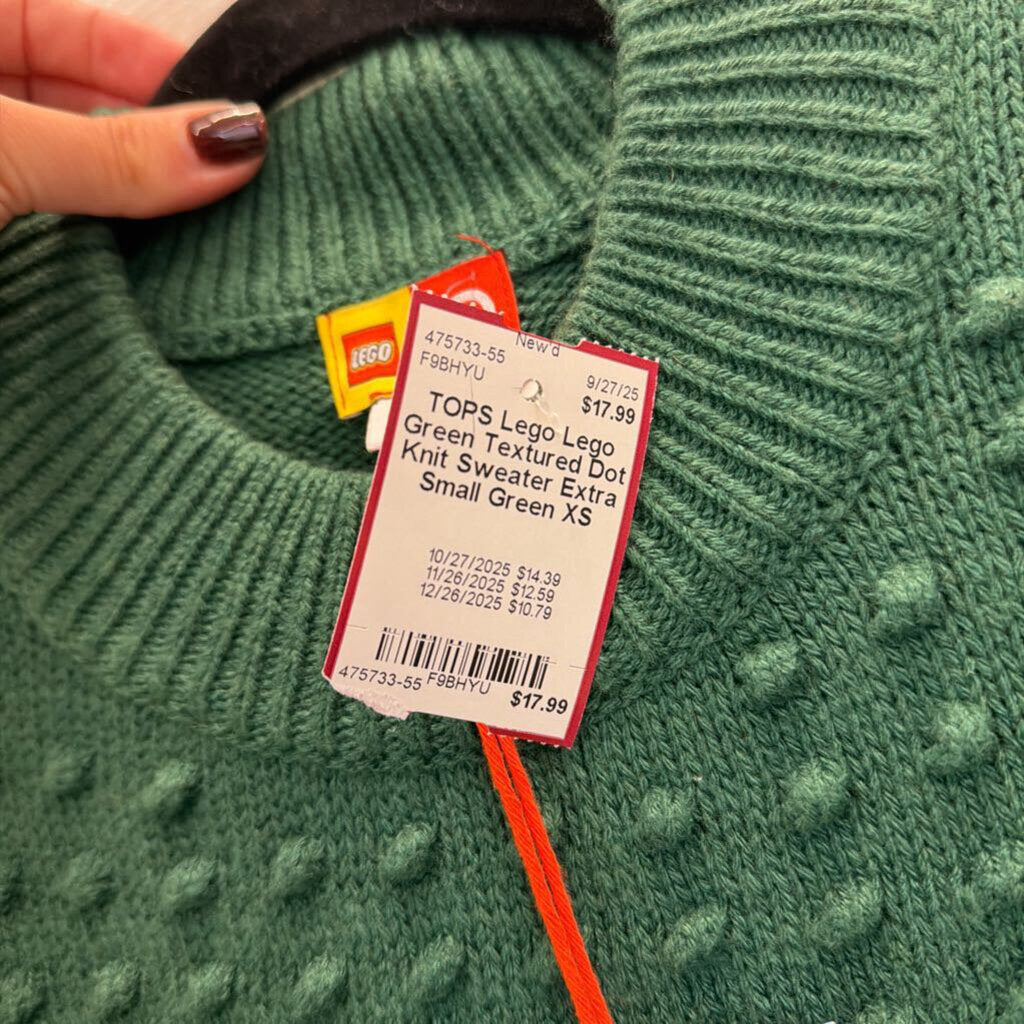 Lego Green Textured Dot Knit Sweater Extra Small
