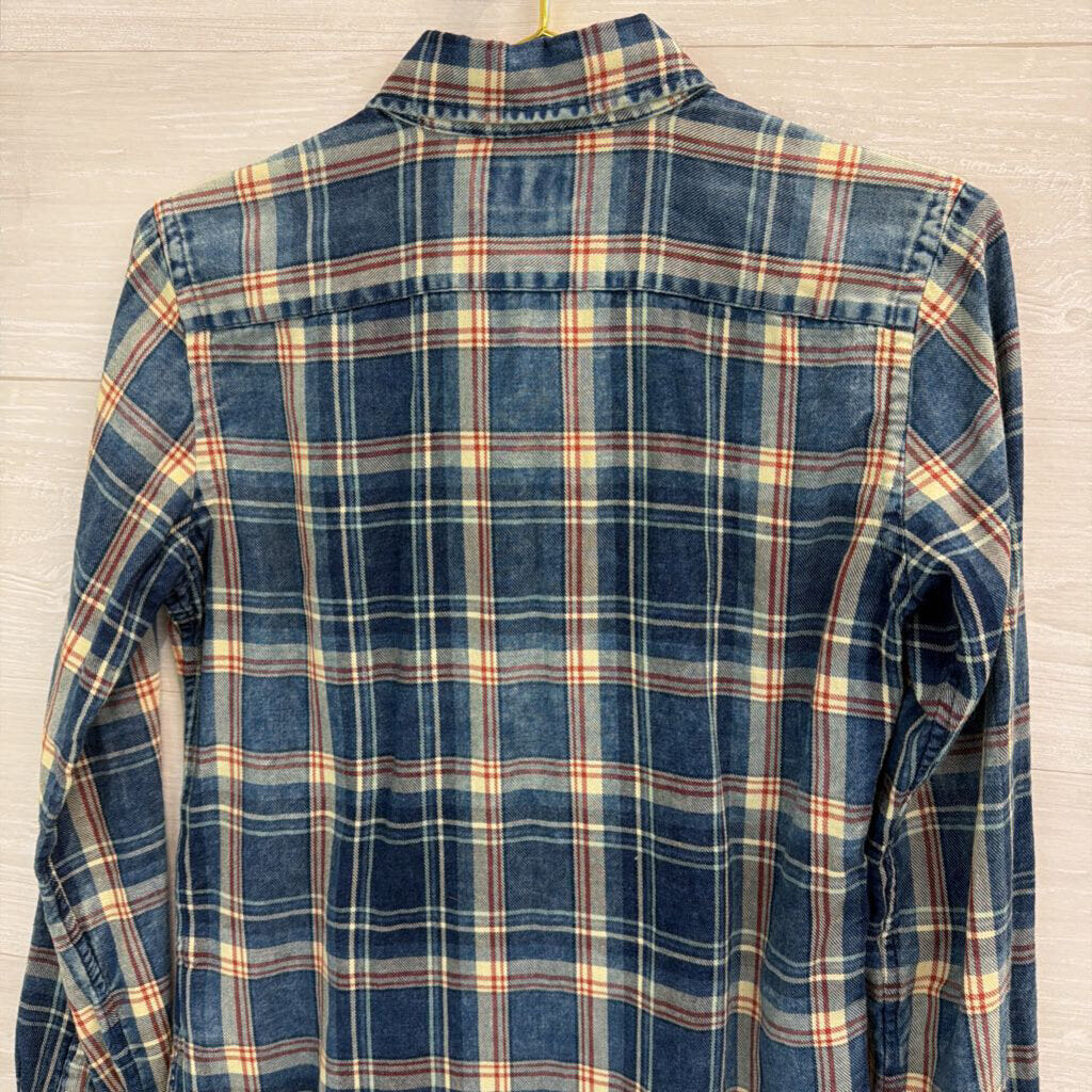 Ralph Lauren Blue/ Beige Plaid Long Sleeve Button Down Top Extra Small