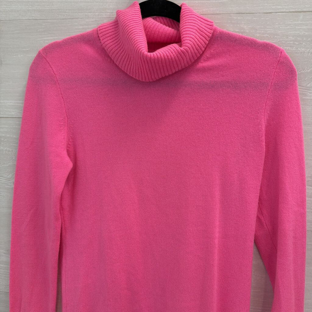 J Crew Italian Cashmere Pink Knit Turtleneck Sweater Top Small
