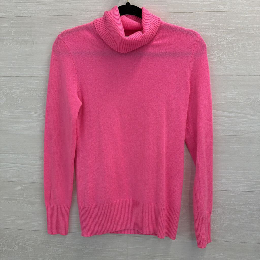J Crew Italian Cashmere Pink Knit Turtleneck Sweater Top Small
