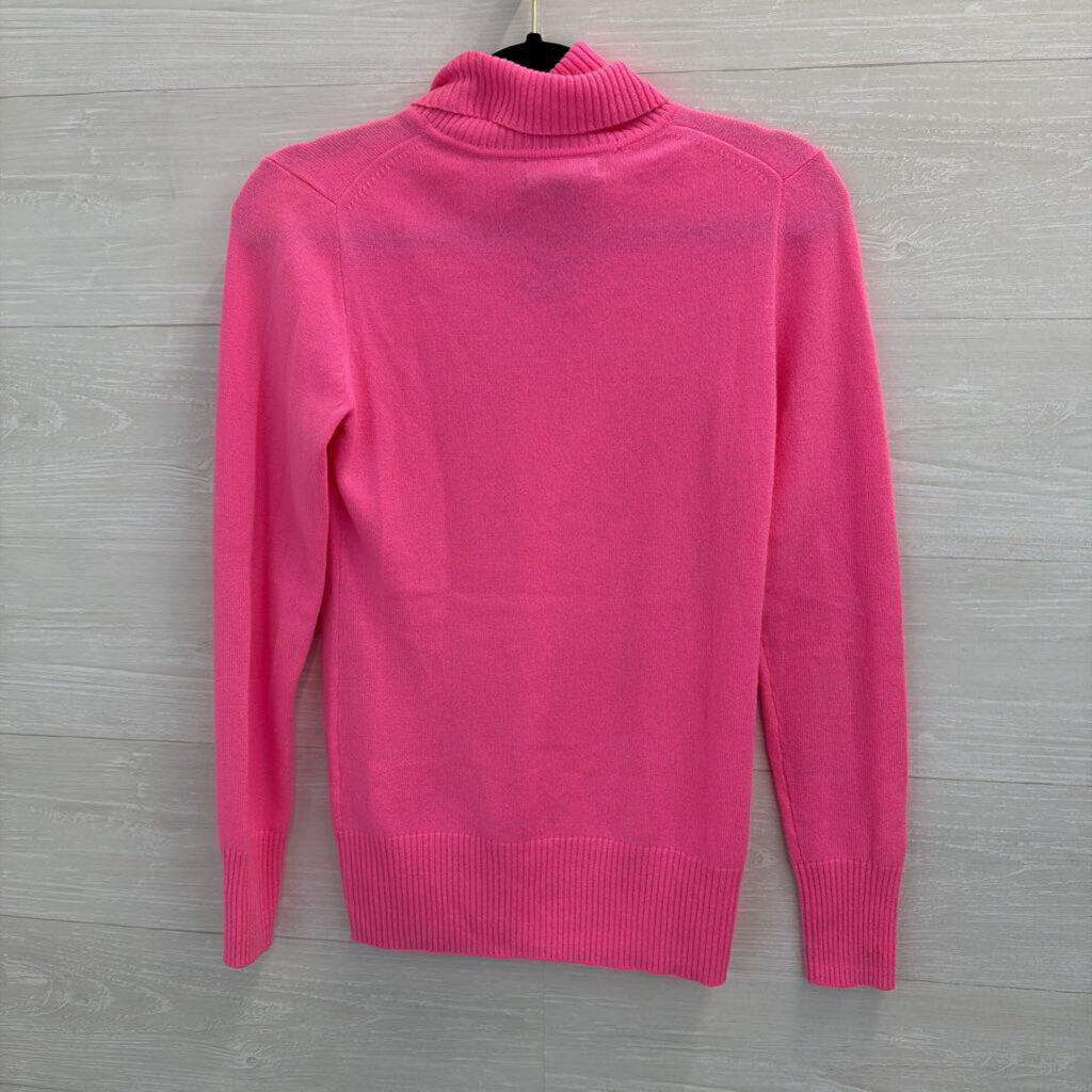 J Crew Italian Cashmere Pink Knit Turtleneck Sweater Top Small