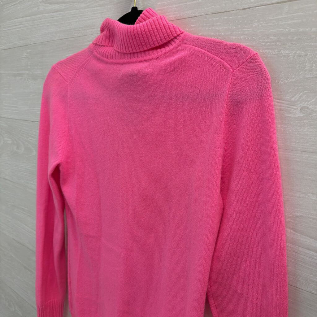 J Crew Italian Cashmere Pink Knit Turtleneck Sweater Top Small