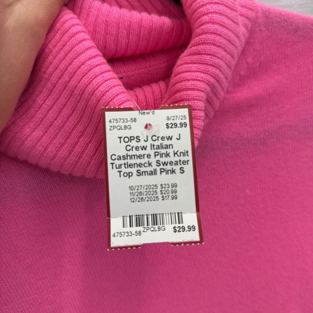 J Crew Italian Cashmere Pink Knit Turtleneck Sweater Top Small