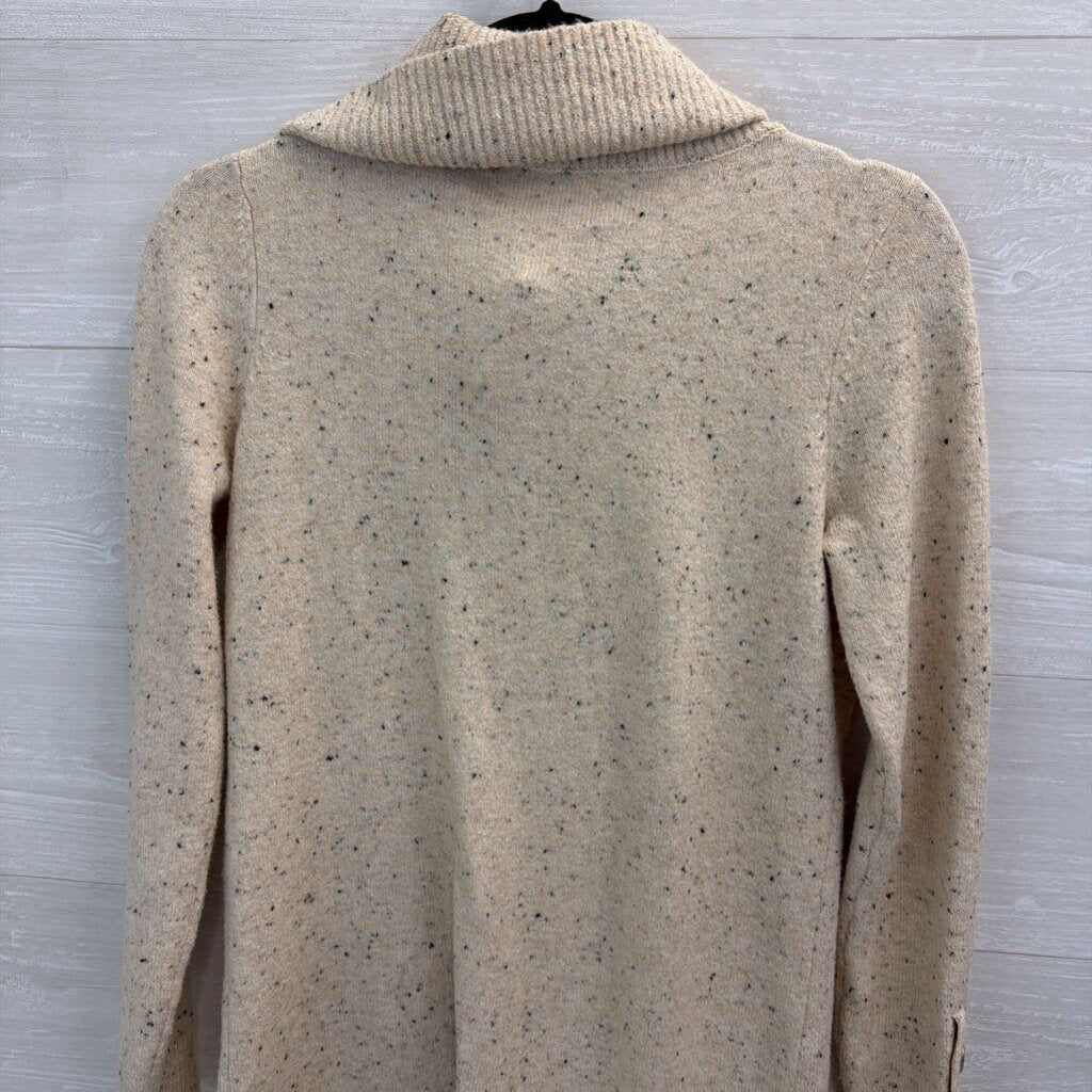 Loft Beige/ Black Speckled Knit Turtleneck Sweater Dress Extra Small