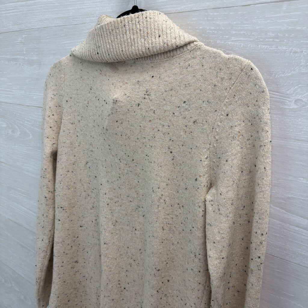 Loft Beige/ Black Speckled Knit Turtleneck Sweater Dress Extra Small