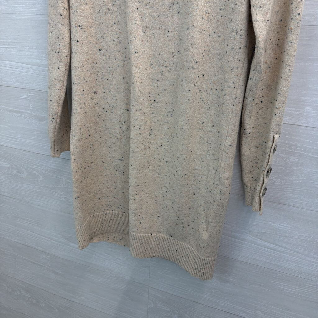Loft Beige/ Black Speckled Knit Turtleneck Sweater Dress Extra Small
