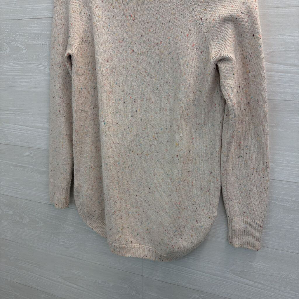 Loft Beige/ Multi Speckled Knit Long Sleeve Sweater Top Extra Small