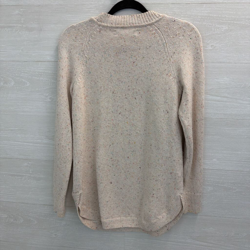 Loft Beige/ Multi Speckled Knit Long Sleeve Sweater Top Extra Small