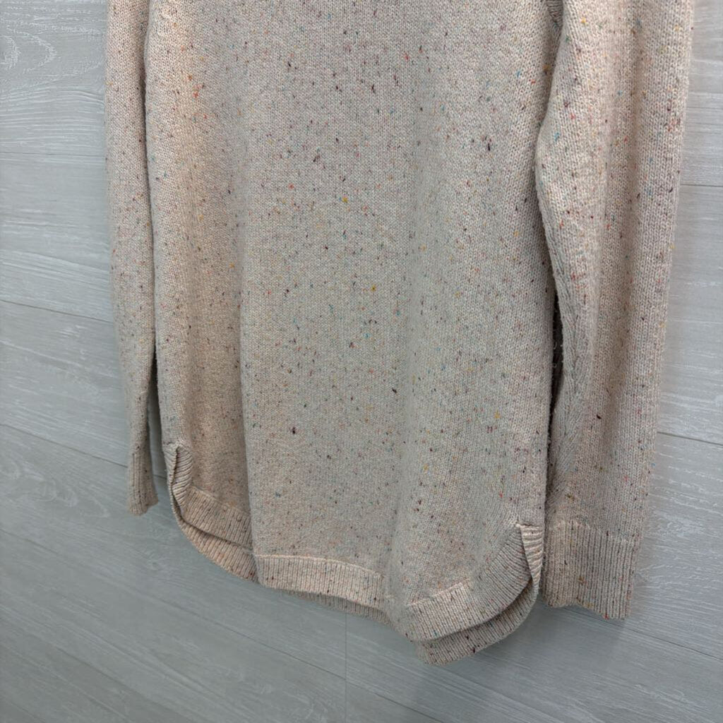 Loft Beige/ Multi Speckled Knit Long Sleeve Sweater Top Extra Small