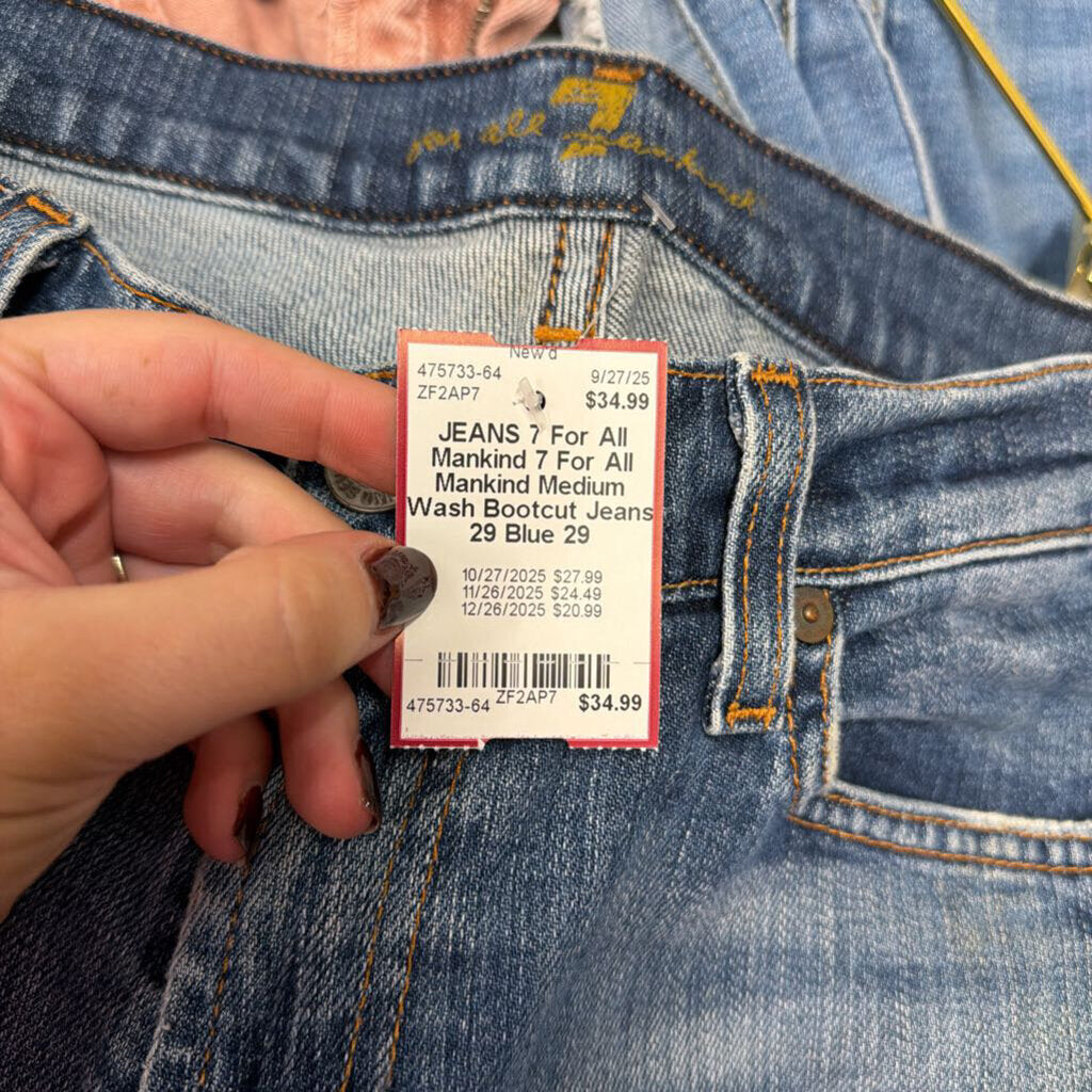 7 For All Mankind Medium Wash Bootcut Jeans 29