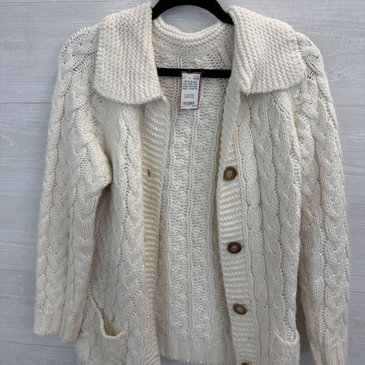 Cream Cable Knit Cardigan Sweater Medium