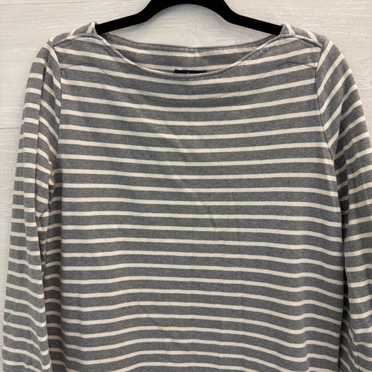 Gap Grey/ White Striped Long Sleeve Top Medium