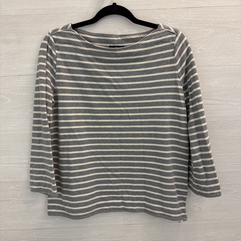 Gap Grey/ White Striped Long Sleeve Top Medium