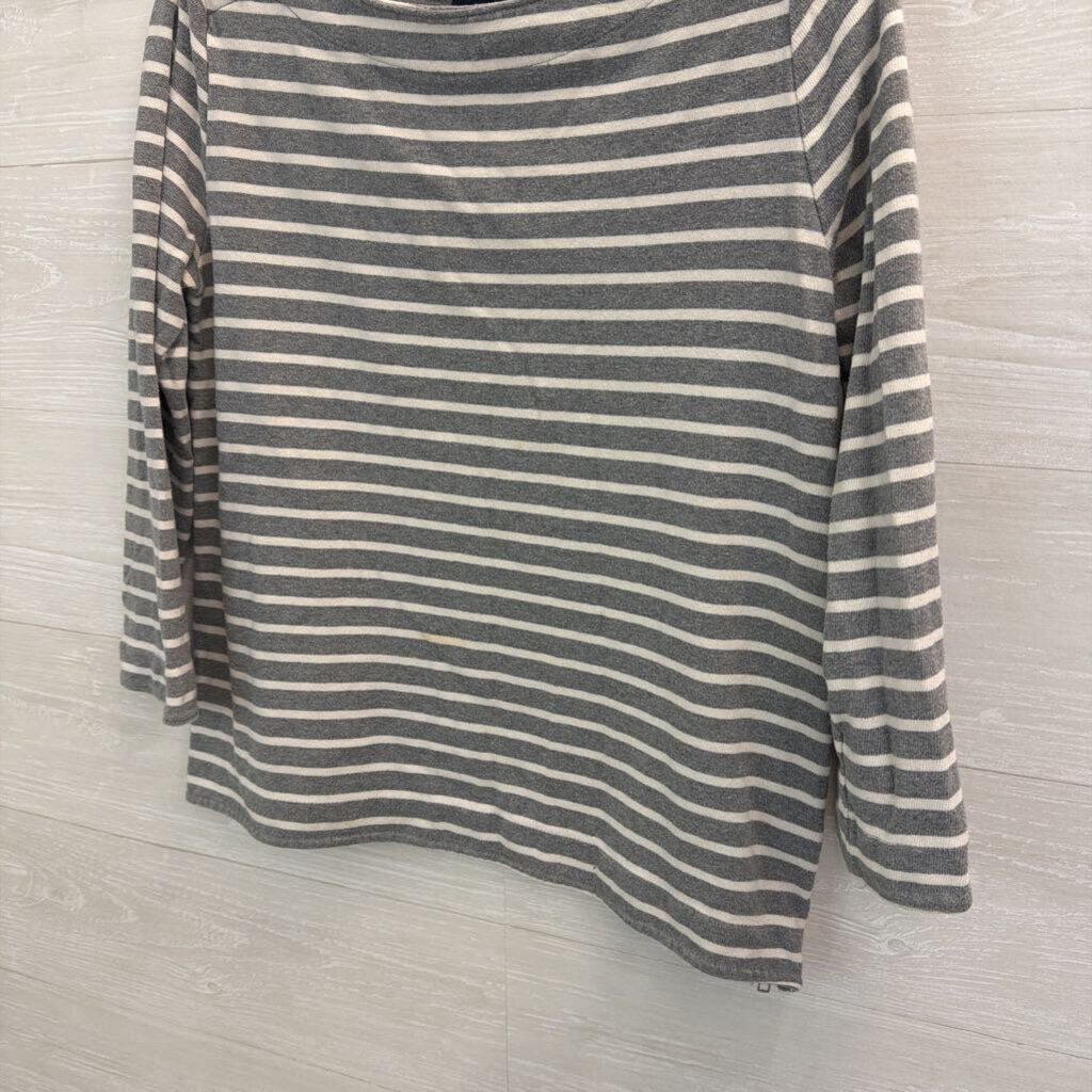 Gap Grey/ White Striped Long Sleeve Top Medium