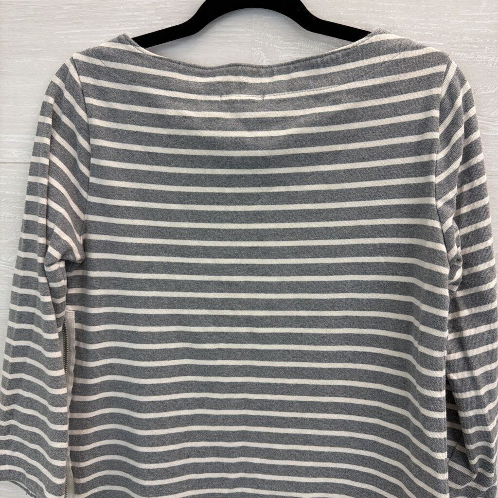 Gap Grey/ White Striped Long Sleeve Top Medium