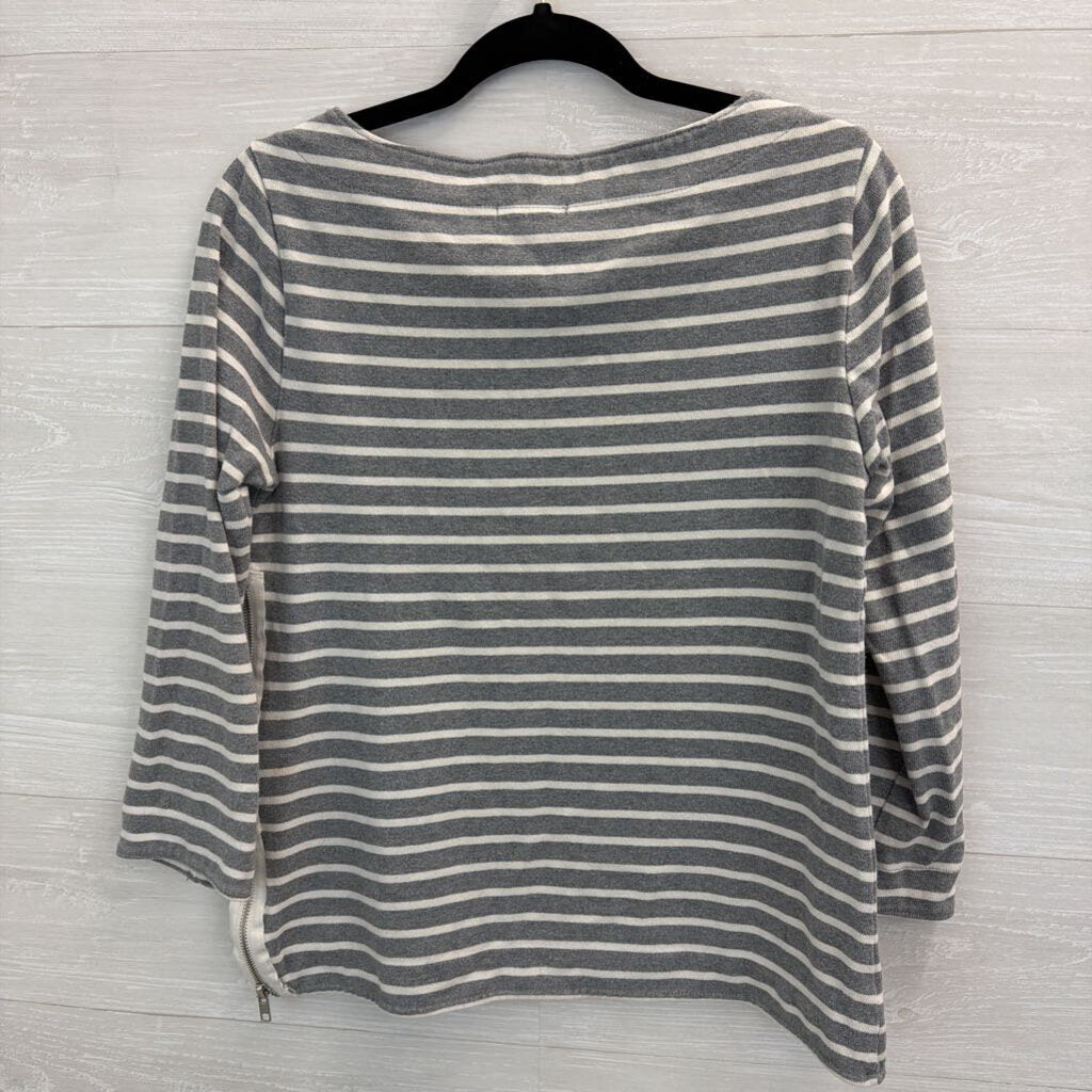 Gap Grey/ White Striped Long Sleeve Top Medium