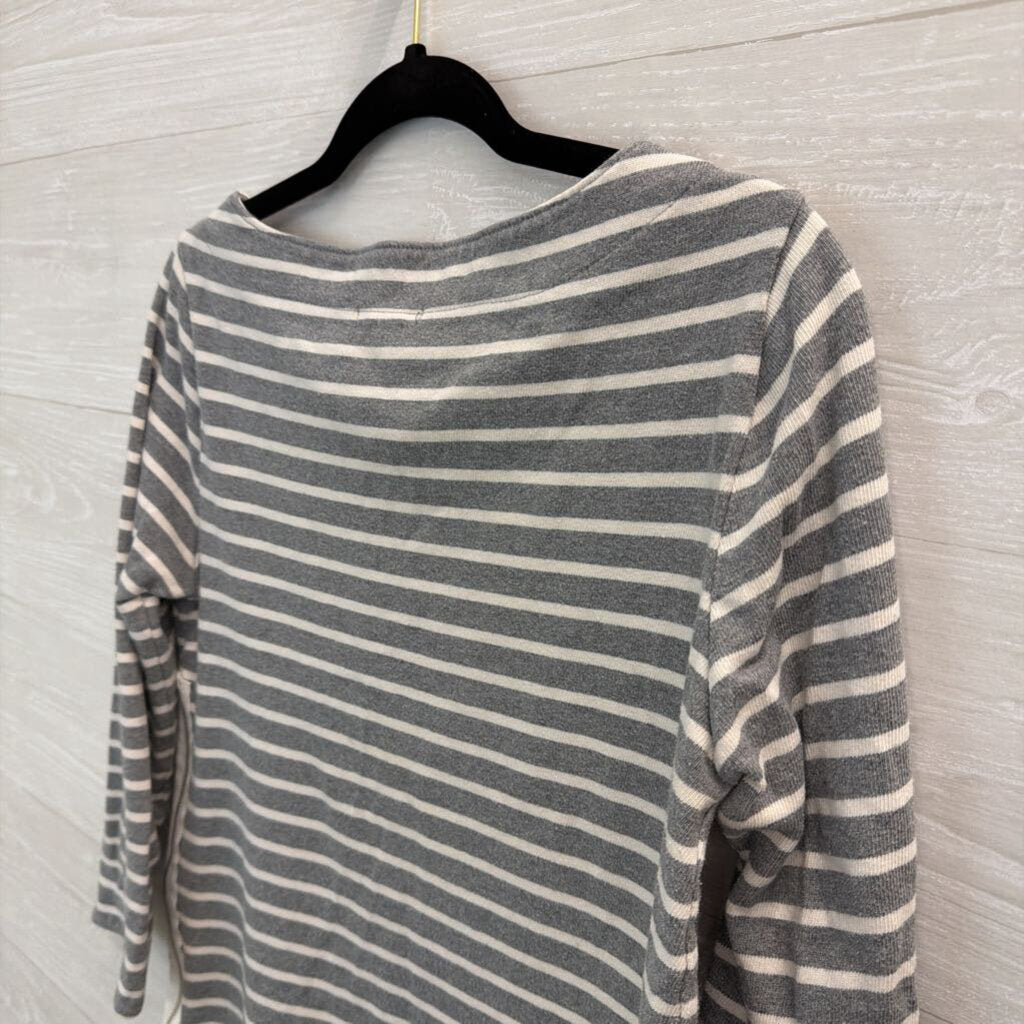 Gap Grey/ White Striped Long Sleeve Top Medium