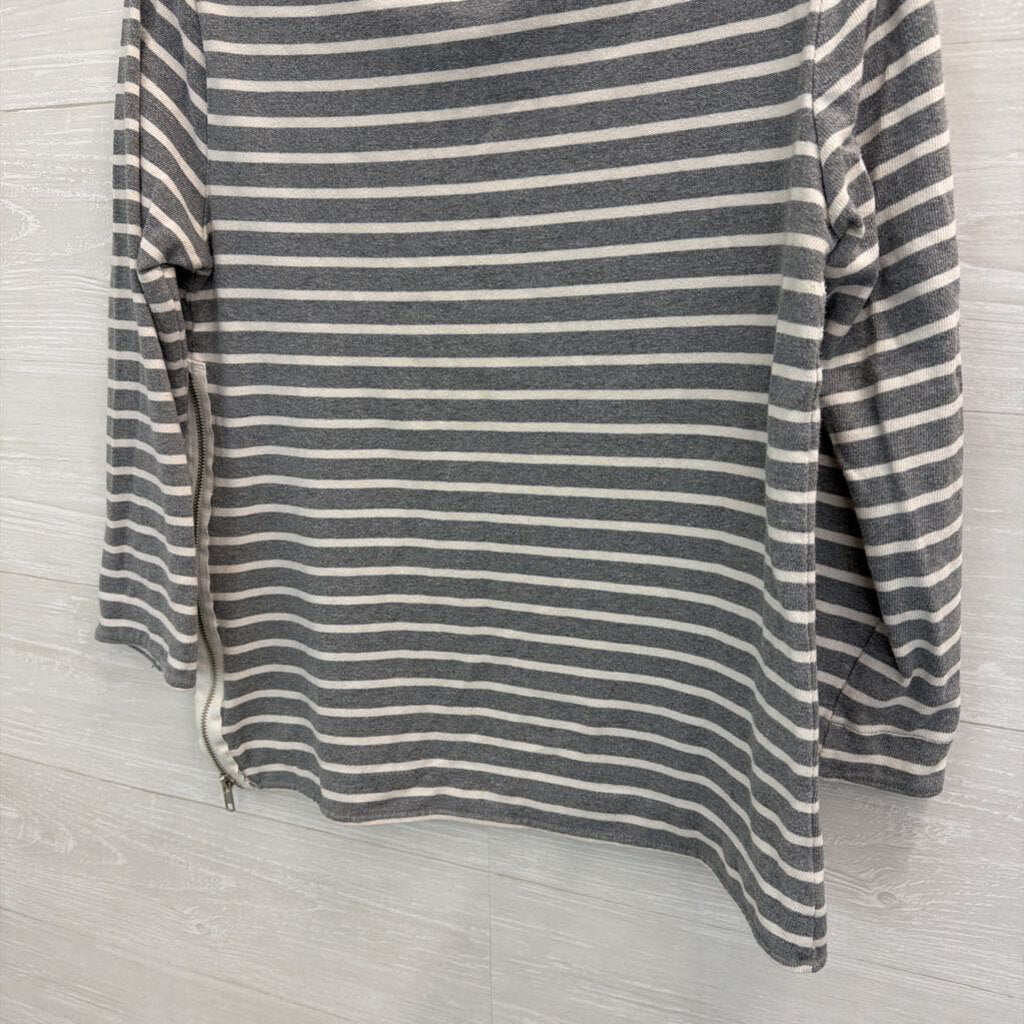 Gap Grey/ White Striped Long Sleeve Top Medium