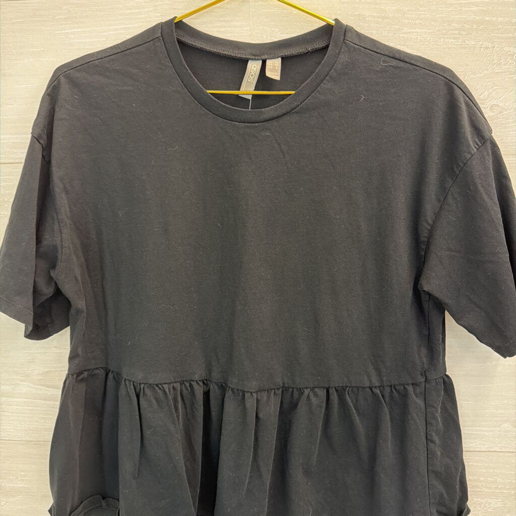 Asos Black Ruffle Hem Short Sleeve Top 6