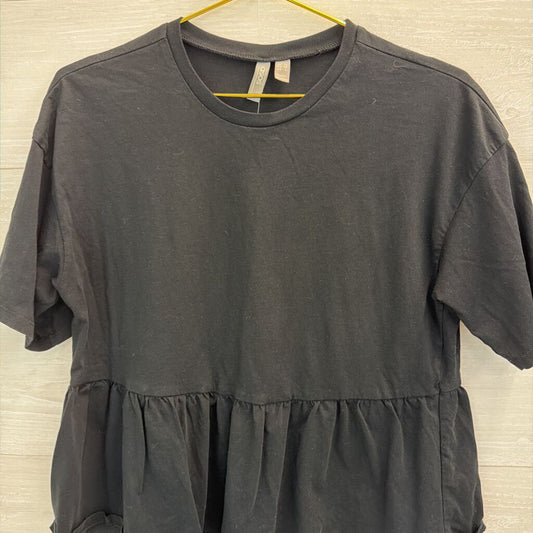 Asos Black Ruffle Hem Short Sleeve Top 6