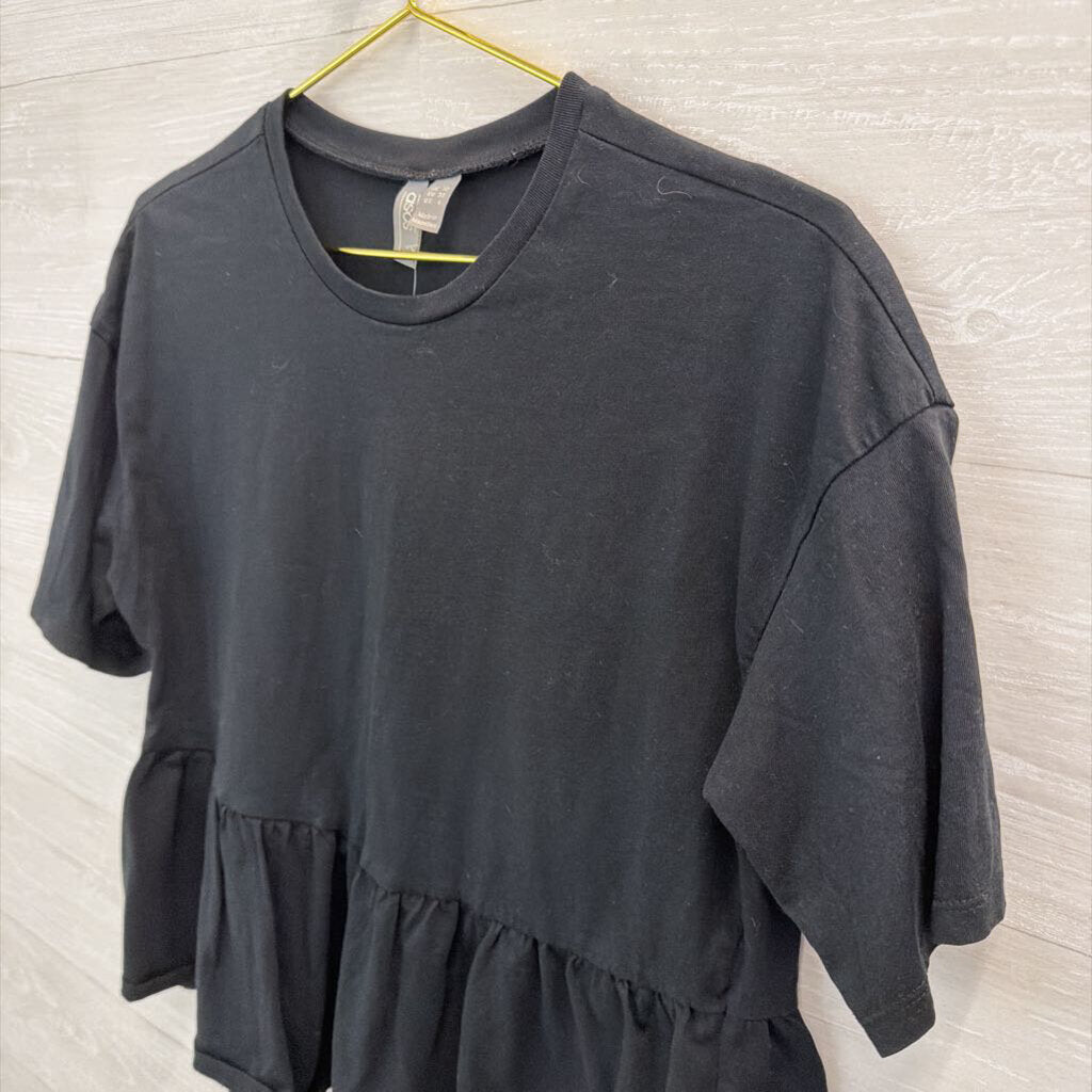 Asos Black Ruffle Hem Short Sleeve Top 6