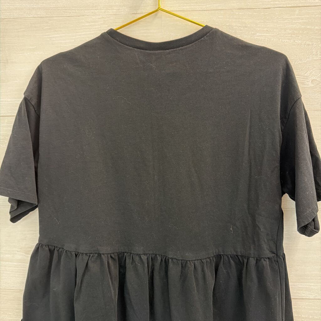 Asos Black Ruffle Hem Short Sleeve Top 6