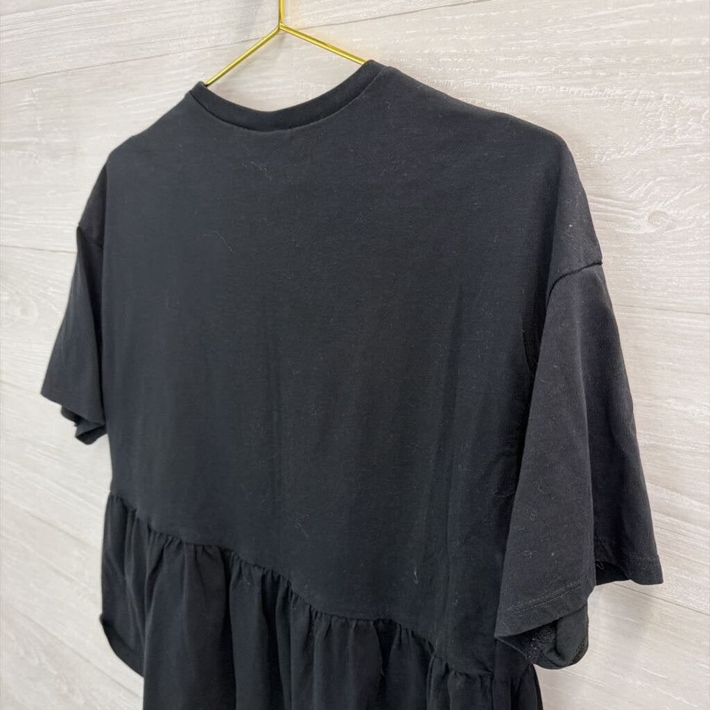 Asos Black Ruffle Hem Short Sleeve Top 6