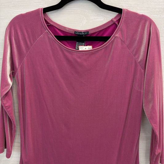 Stretch Pink Sheen Velvet Long Sleeve Top Medium