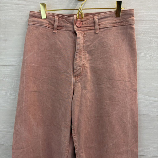 Zara Pink Denim Wide Leg Jeans 8