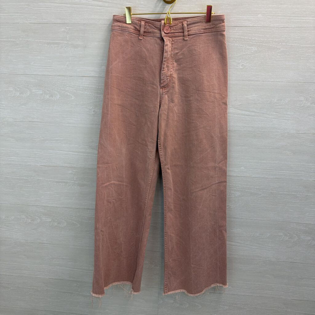 Zara Pink Denim Wide Leg Jeans 8