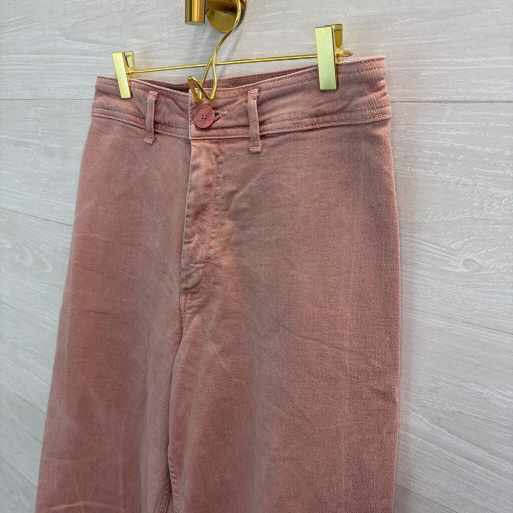 Zara Pink Denim Wide Leg Jeans 8