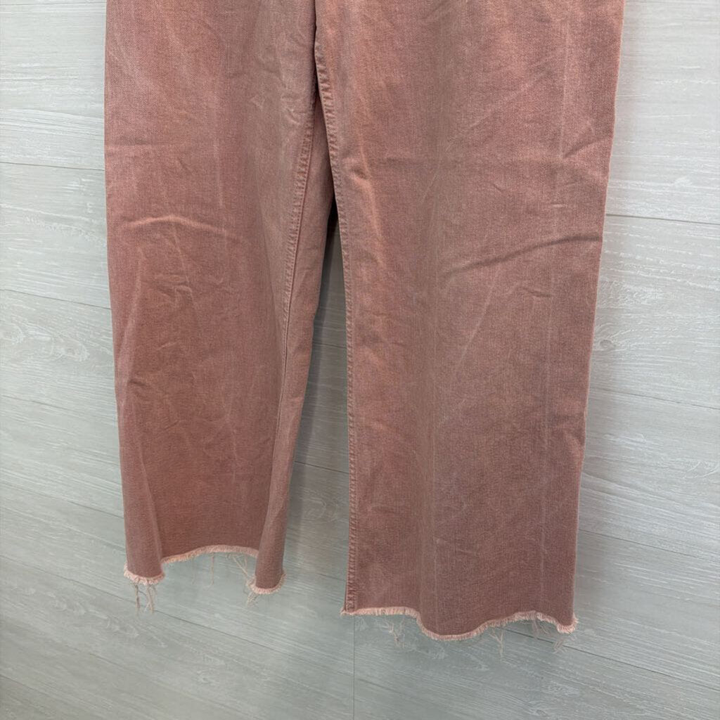 Zara Pink Denim Wide Leg Jeans 8