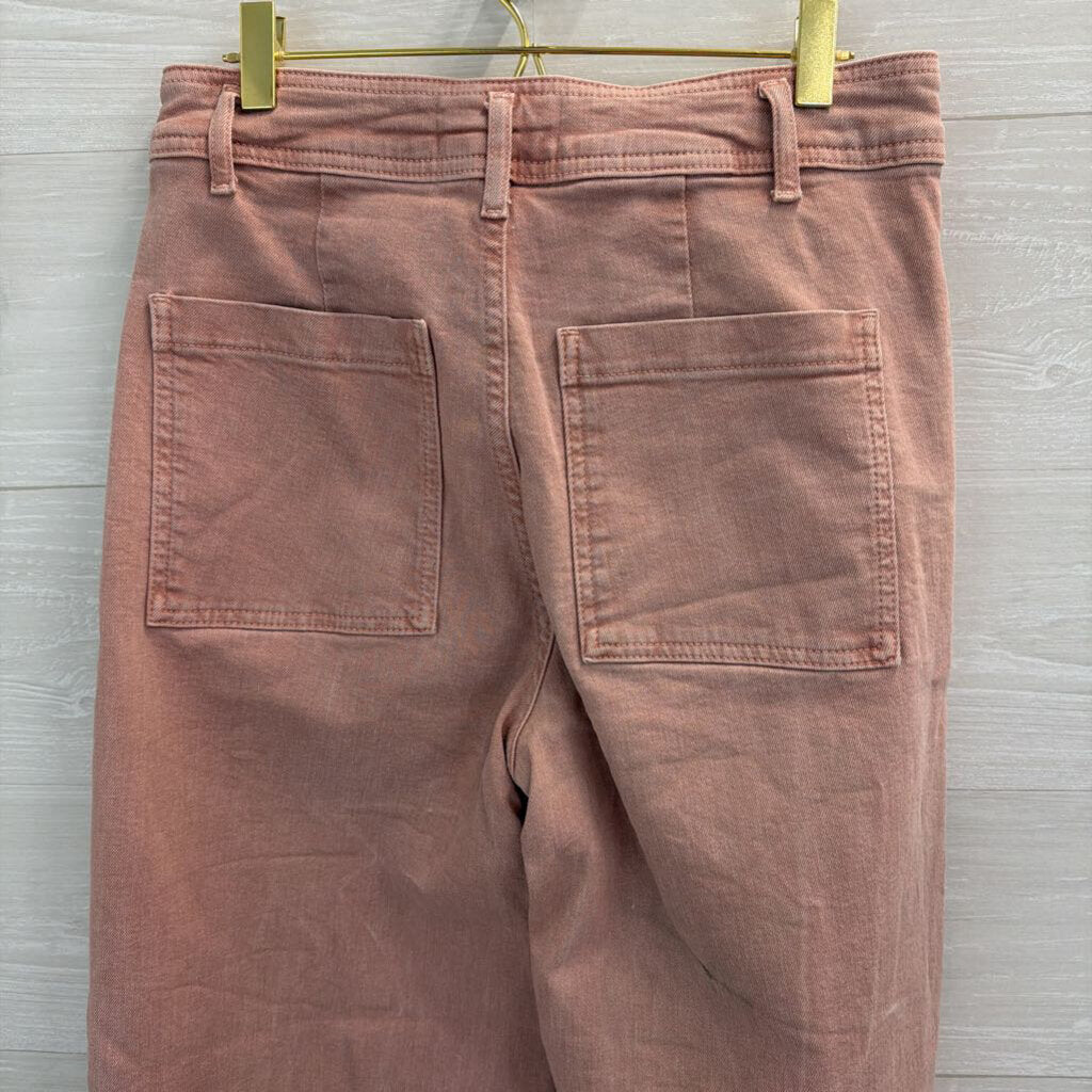 Zara Pink Denim Wide Leg Jeans 8