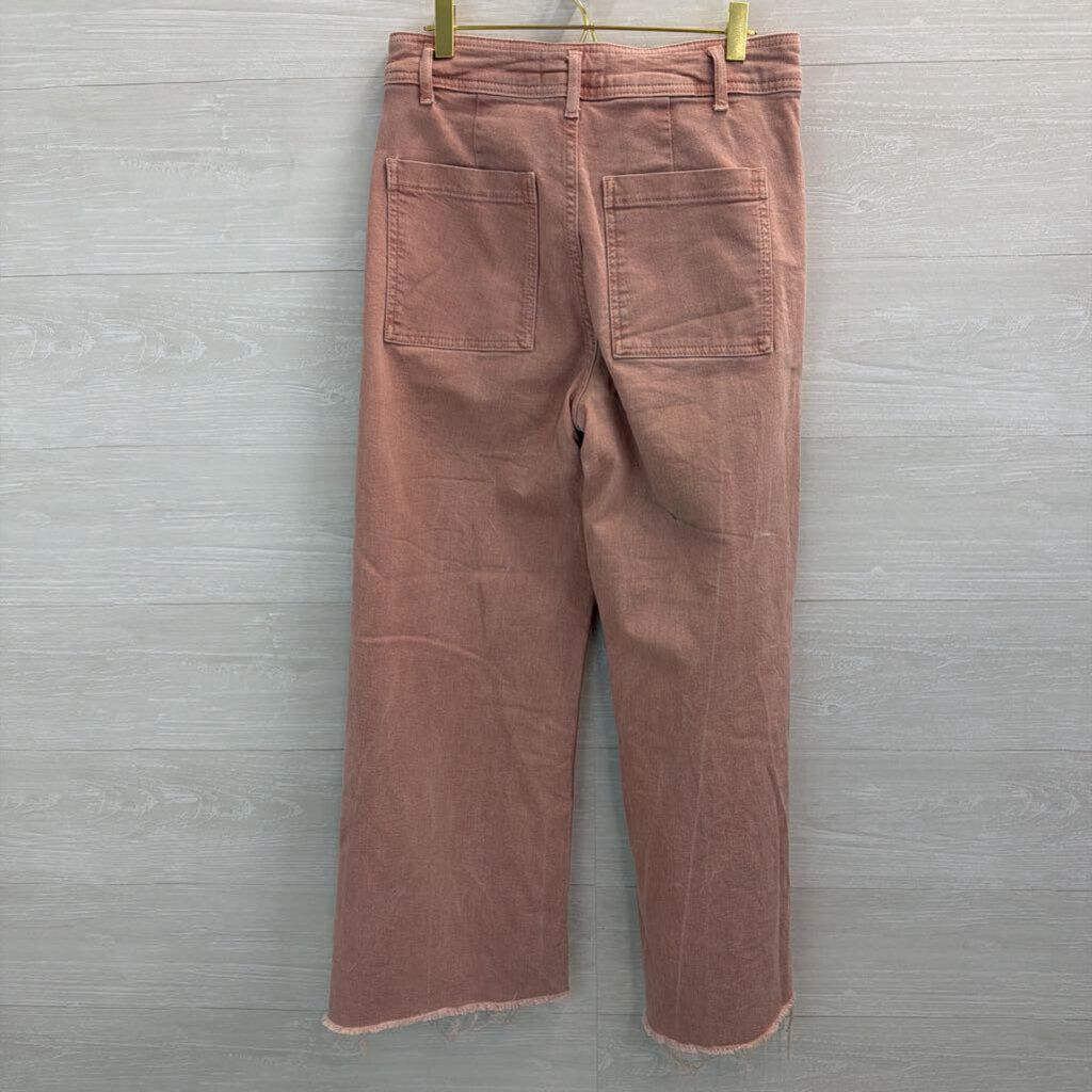 Zara Pink Denim Wide Leg Jeans 8