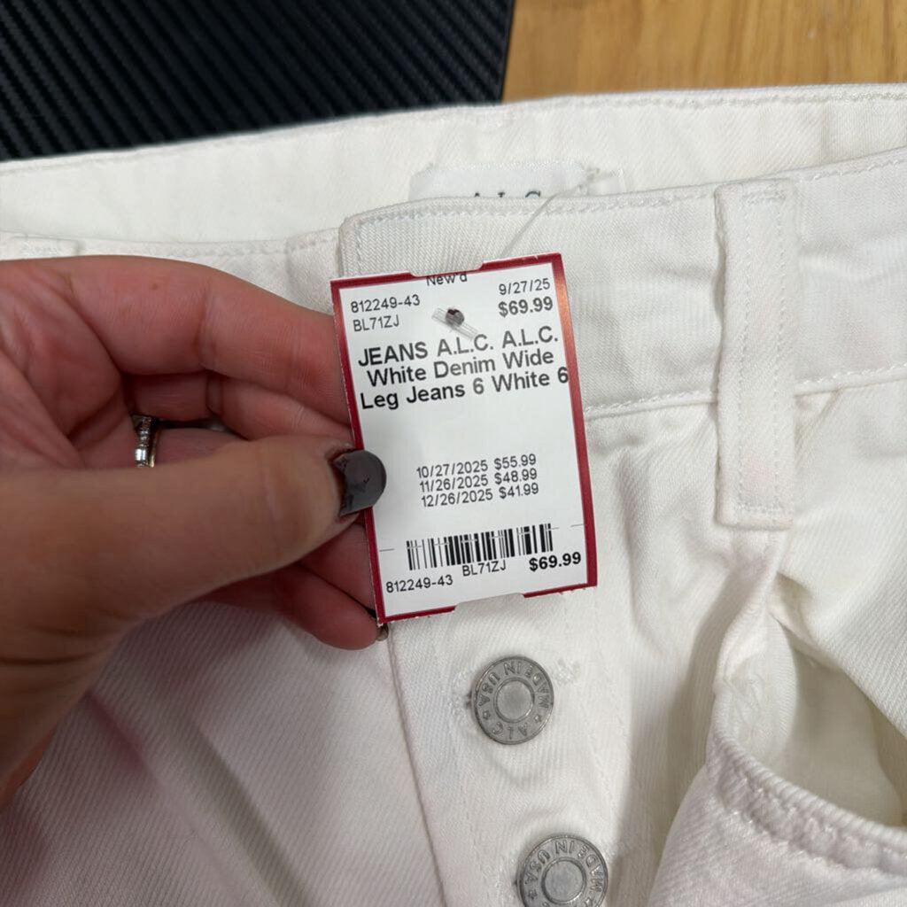 A.L.C. White Denim Wide Leg Jeans 6