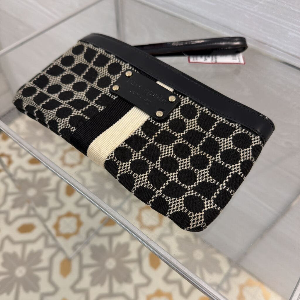 Kate Spade Black/ Cream Classic Noel Chrissy Wristlet