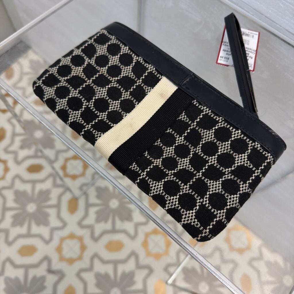 Kate Spade Black/ Cream Classic Noel Chrissy Wristlet